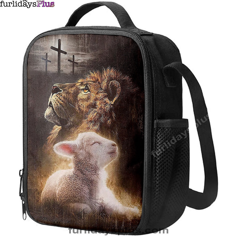 The King Lion Lamb Cross Lunchbag, Lion Lunch Bag, Christian Inspirational Lunchbag