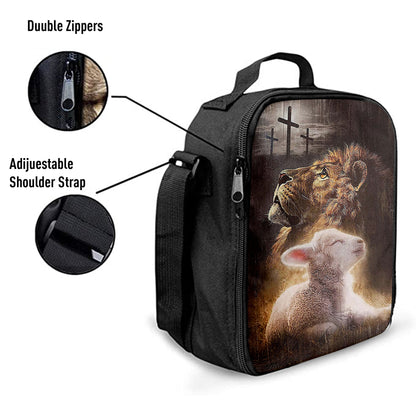 The King Lion Lamb Cross Lunchbag, Lion Lunch Bag, Christian Inspirational Lunchbag