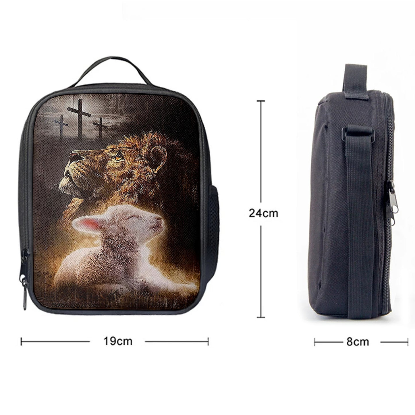 The King Lion Lamb Cross Lunchbag, Lion Lunch Bag, Christian Inspirational Lunchbag