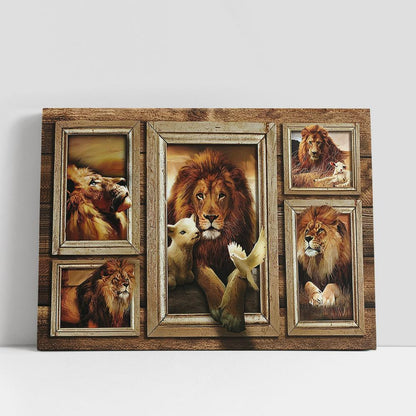 The King Lion Lamb Of God Dove Canvas Art, Lion Canvas Wall Decor