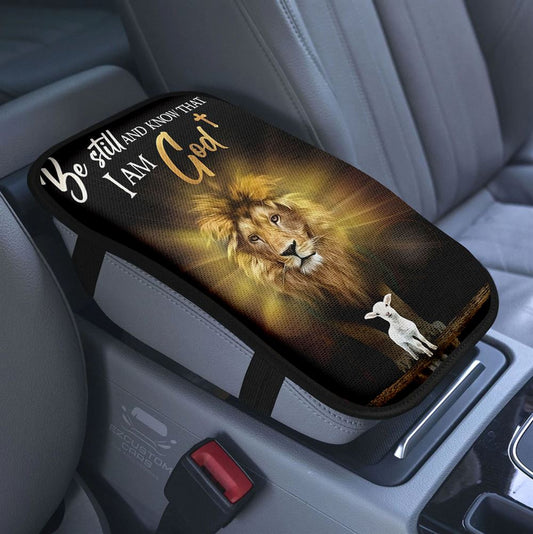 The Life Of Jesus German Shepherd Dog Dog Lover Car Center Console Cover, Bible Verse Armrest Pad Cover, Inspirational Car Accessory