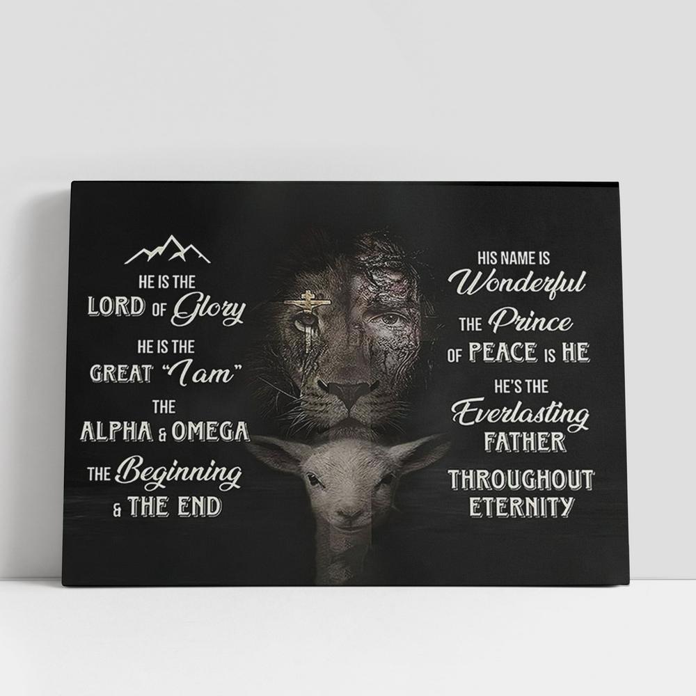 The Lion And Lambs He Is The Lord Of Glory Canvas Art, Lion Canvas Wall Decor