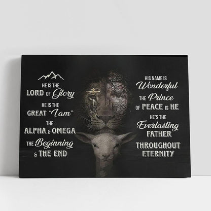 The Lion And Lambs He Is The Lord Of Glory Canvas Art, Lion Canvas Wall Decor