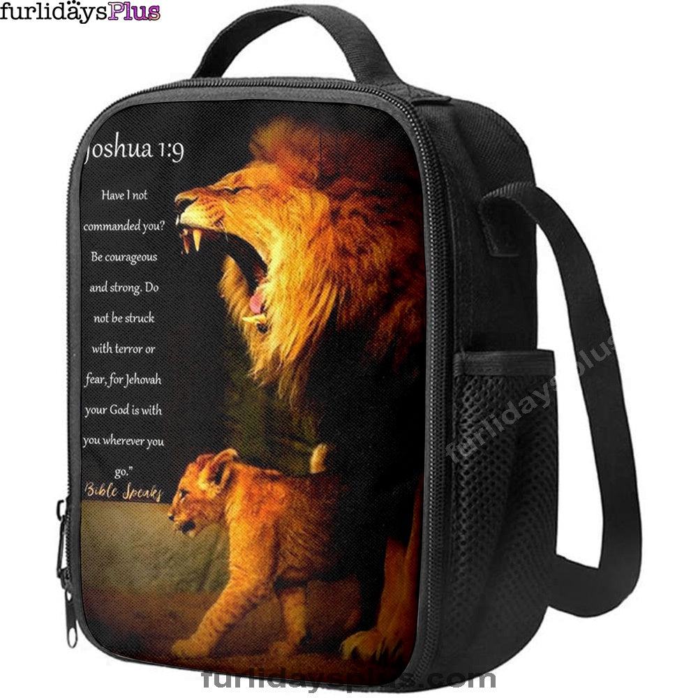 The Lion Joshua 1 9 Lunchbag, Lion Lunch Bag, Christian Inspirational Lunchbag