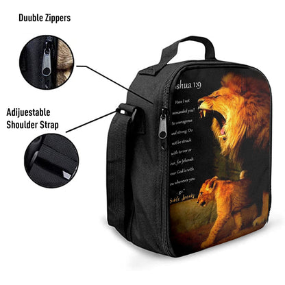 The Lion Joshua 1 9 Lunchbag, Lion Lunch Bag, Christian Inspirational Lunchbag