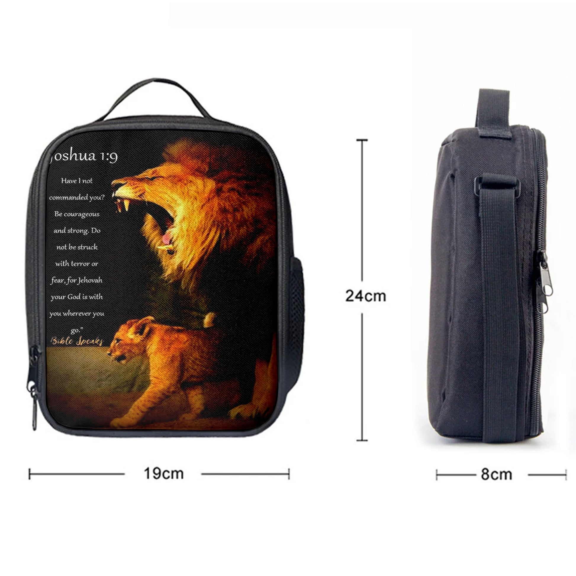 The Lion Joshua 1 9 Lunchbag, Lion Lunch Bag, Christian Inspirational Lunchbag