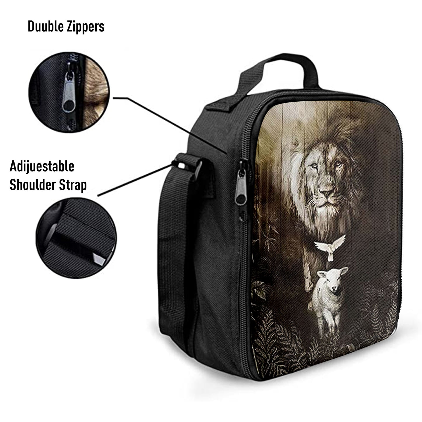 The Lion Lamb Dove Lunchbag, Lion Lunch Bag, Christian Inspirational Lunchbag