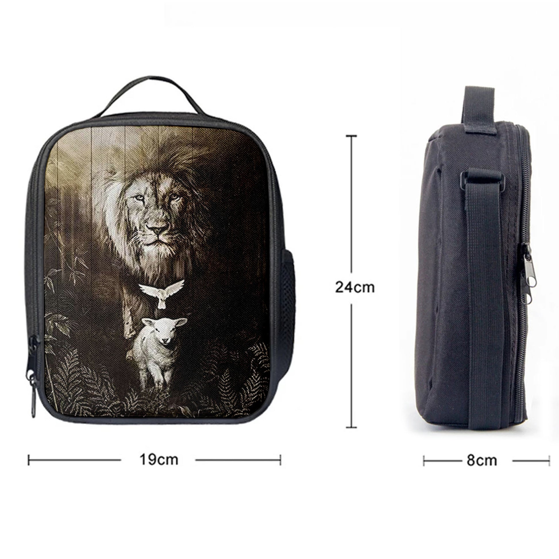 The Lion Lamb Dove Lunchbag, Lion Lunch Bag, Christian Inspirational Lunchbag