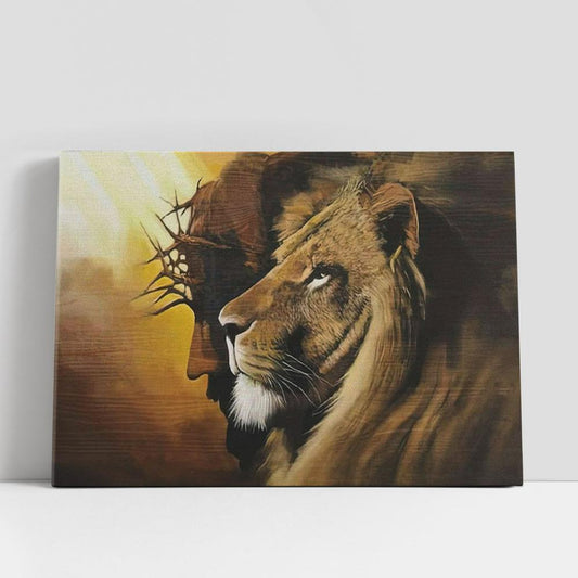 The Lion Of Judah Jesus Christ Canvas Wall Art, Lion And Jesus Picture, Christian Gifts Wall Decor