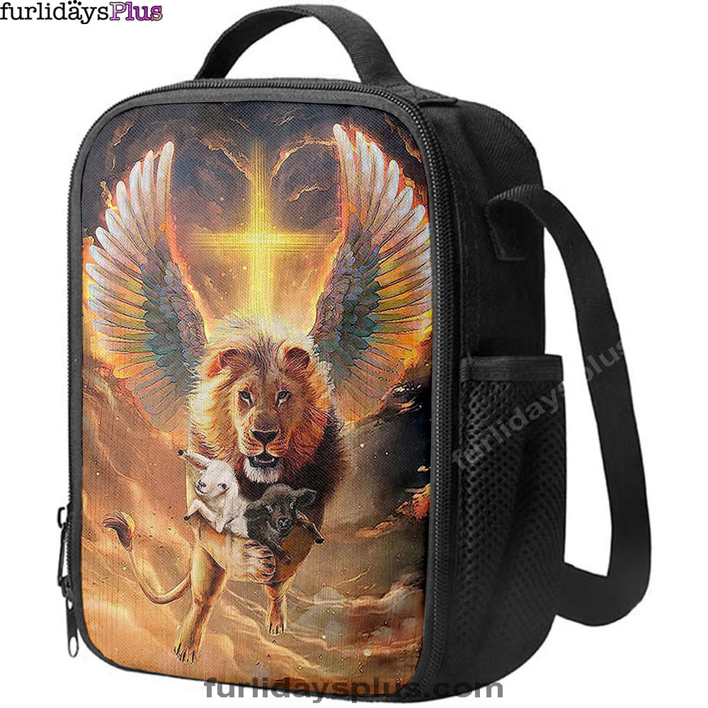 The Lion Wing Lambs Cross Lunchbag, Lion Lunch Bag, Christian Inspirational Lunchbag
