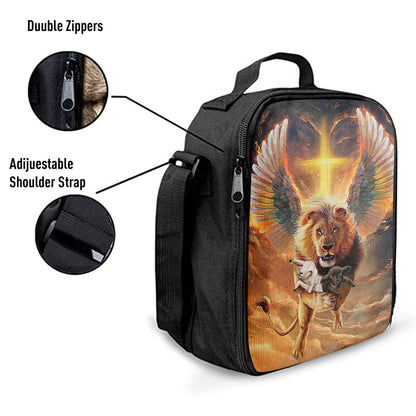 The Lion Wing Lambs Cross Lunchbag, Lion Lunch Bag, Christian Inspirational Lunchbag