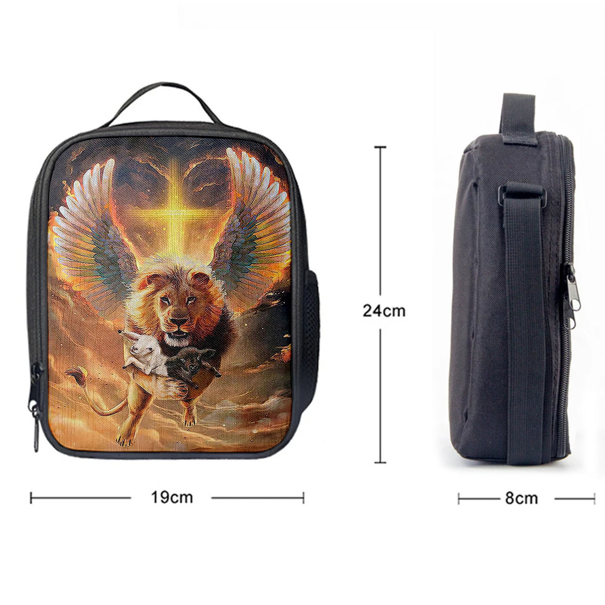 The Lion Wing Lambs Cross Lunchbag, Lion Lunch Bag, Christian Inspirational Lunchbag
