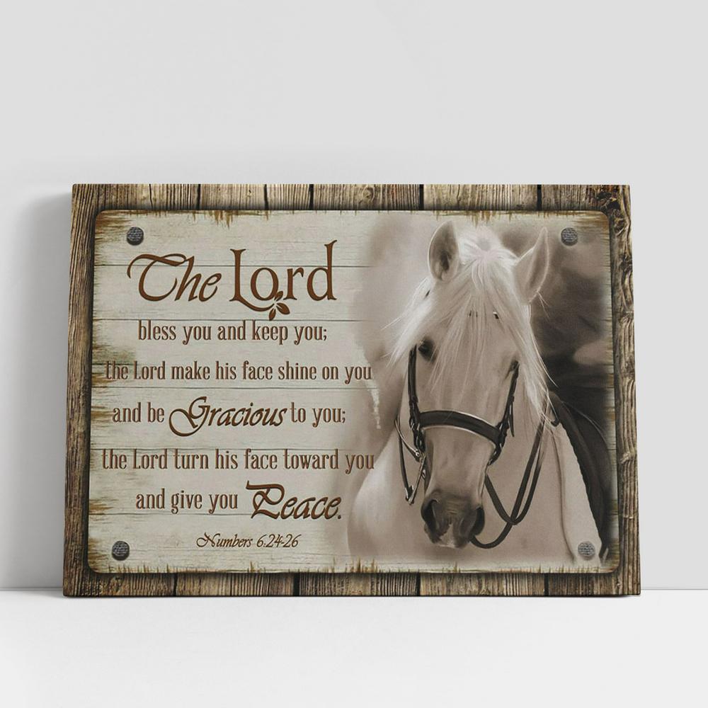 The Lord Bless You And Keep You Horse Farmhouse Canvas Art, Scripture Canvas Prints, Christian Gifts Wall Art