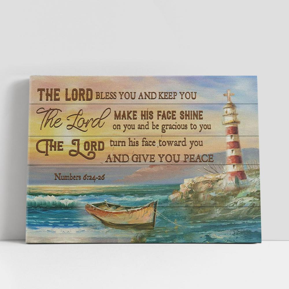 The Lord Bless You And Keep You Numbers 624-26 Bible Verse Canvas Wall Art, Christian Gifts Wall Decor