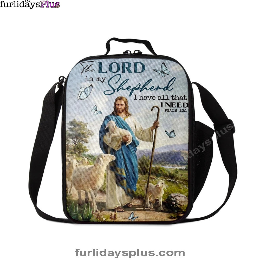 The Lord Is My Shepherd I Have All That I Need Walking With Lambs Jesus Lunchbag, Jesus Christ Lunch Bag, Christian Lunchbag