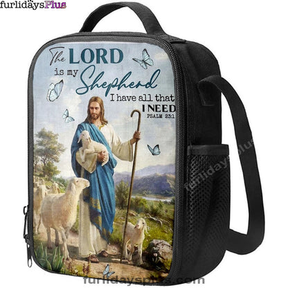 The Lord Is My Shepherd I Have All That I Need Walking With Lambs Jesus Lunchbag, Jesus Christ Lunch Bag, Christian Lunchbag