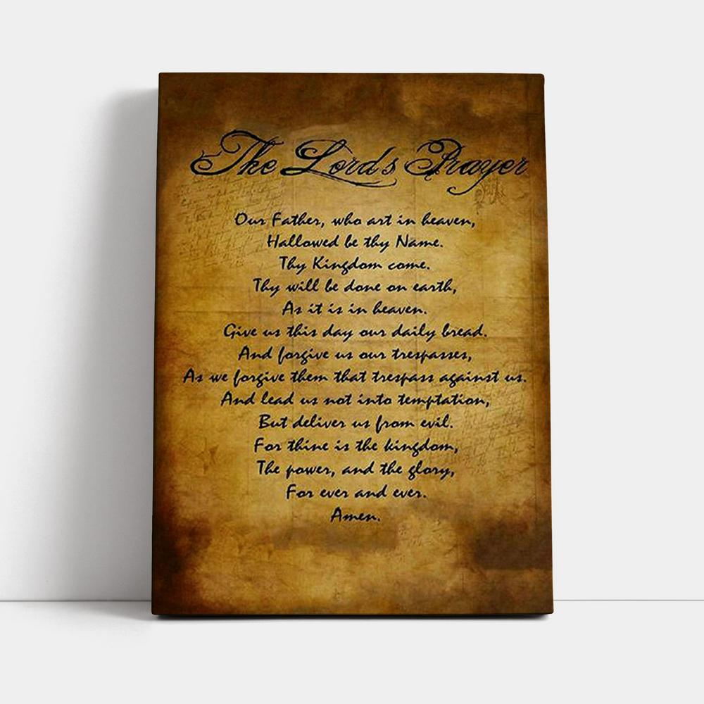 The Lord's Prayer Matthew 6 9 13 Brown Canvas Print - Christian Canvas Wall Art Decor