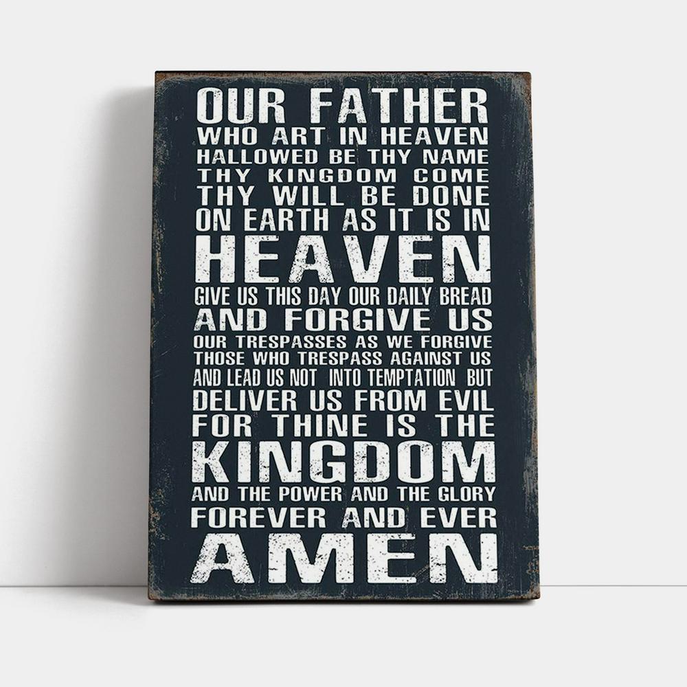 The Lords Prayer Wall Art - Our Father Who Art In Heaven - Christian Canvas Wall Art Decor