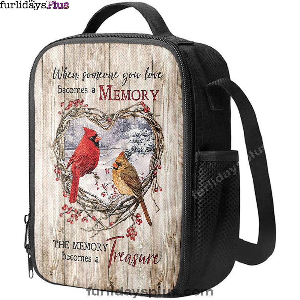 The Memory Becomes A Treasure Heart Of Thorn Red Cardinal Lunchbag, Christian Lunch Bag