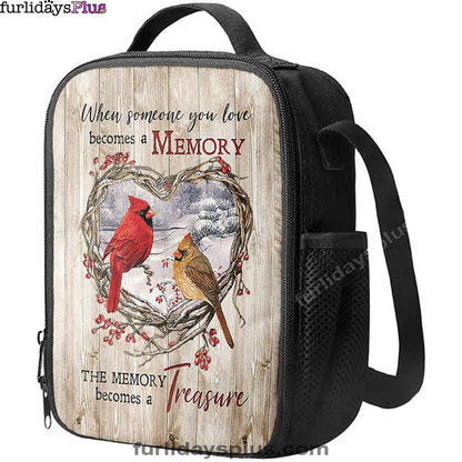 The Memory Becomes A Treasure Heart Of Thorn Red Cardinal Lunchbag, Christian Lunch Bag