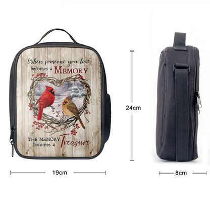 The Memory Becomes A Treasure Heart Of Thorn Red Cardinal Lunchbag, Christian Lunch Bag