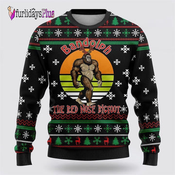 The Red Nose Bigfoot Ugly Christmas Sweater, Best Gift For Christmas