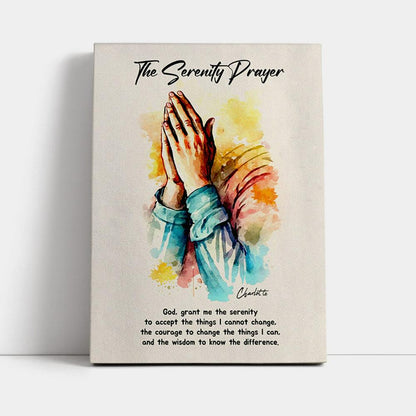 The Serenity Prayer Praying Hands Personalized Canvas Wall Art - Christian Canvas Prints - Bible Verse Gift For Women Of God