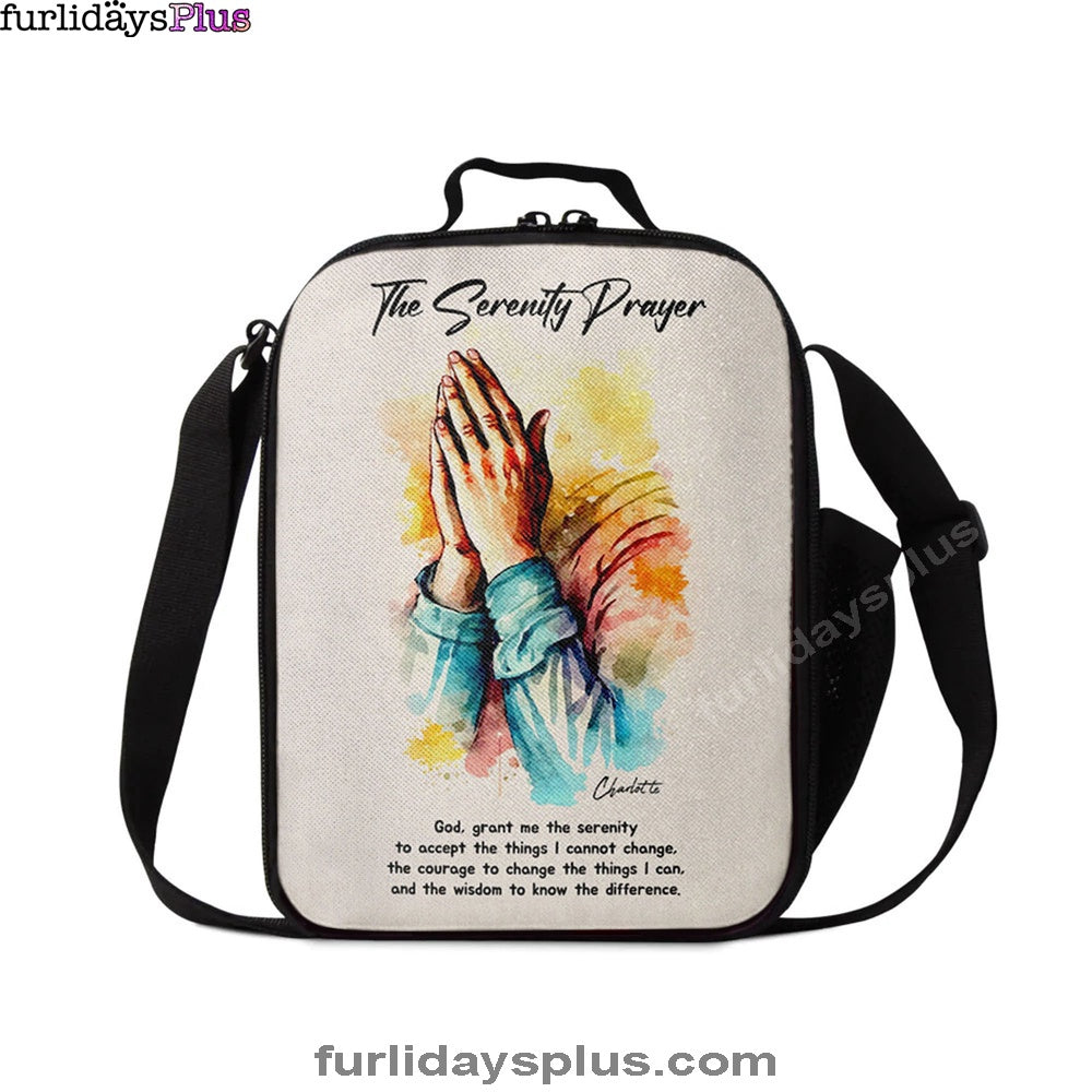The Serenity Prayer Praying Hands Personalized Lunchbag Lunch Bag, Christian Lunchbag, Bible Verse Gift For Women Of God