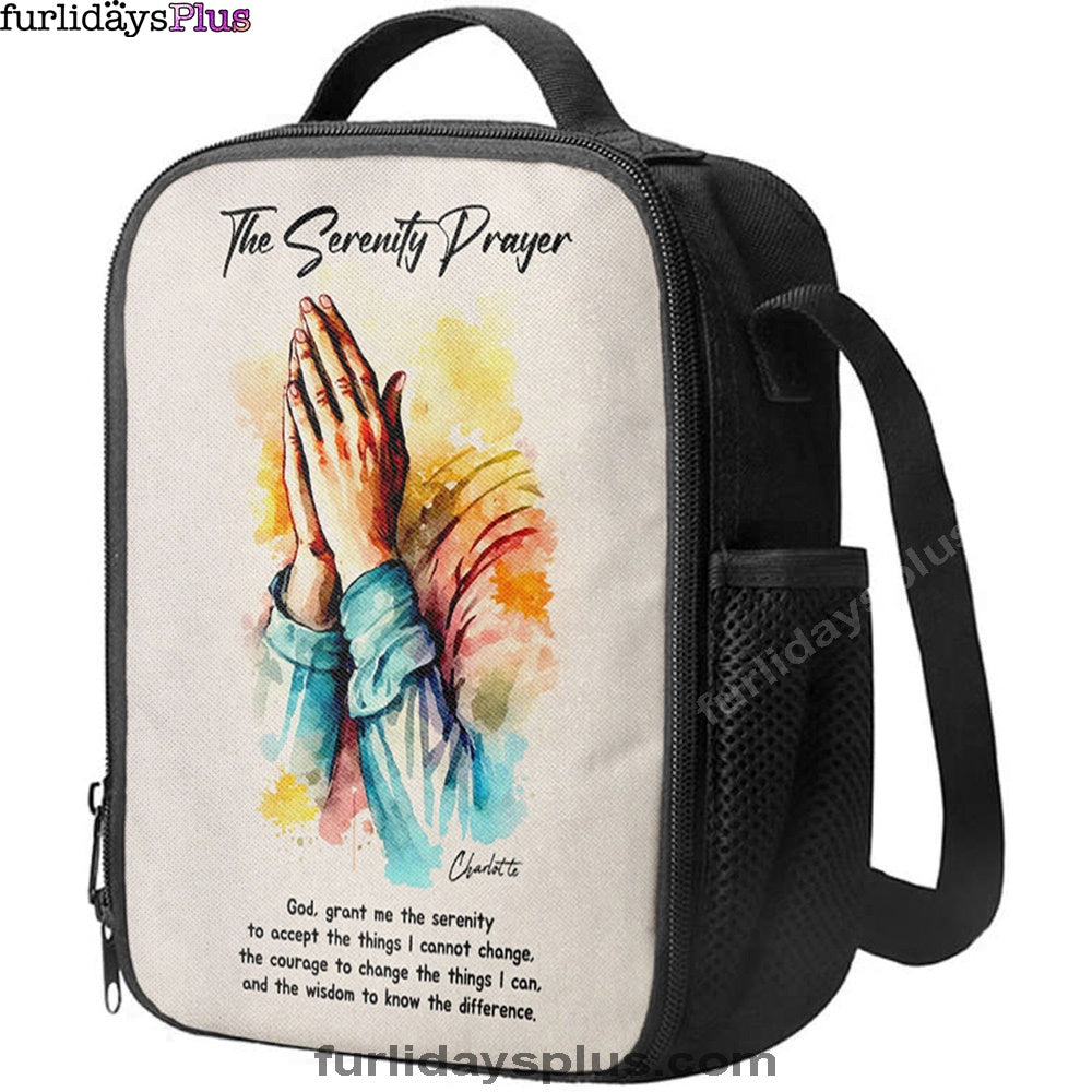 The Serenity Prayer Praying Hands Personalized Lunchbag Lunch Bag, Christian Lunchbag, Bible Verse Gift For Women Of God