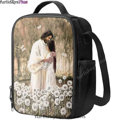 The World In His Arm Dandelion Field Lunch Bag, Christian Art, Bible Verse Lunch Bag