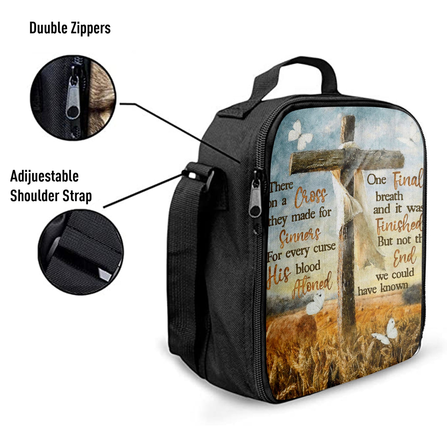 There On A Cross They Made For Sinners Lunchbag, Christian Lunchbag, Bible Verse Lunch Bag