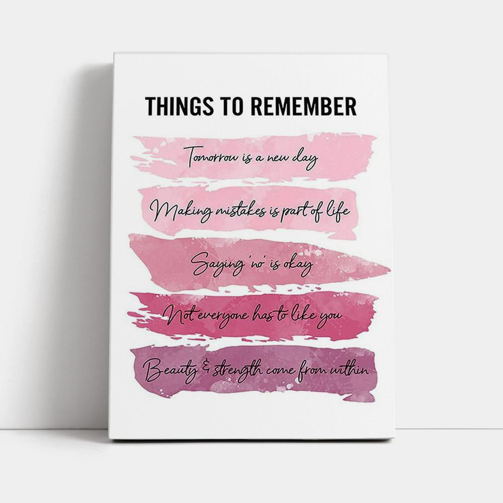 Things To Rememver Canvas Wall Art -Encouragement Gifts For Women, Girls, Teens, Daughter, Bff