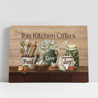 This Kitchen Offers Food White Flower Kitchen Utensils Canvas Art, Bible Verse Wall Art, Wall Decor Christian Gifts