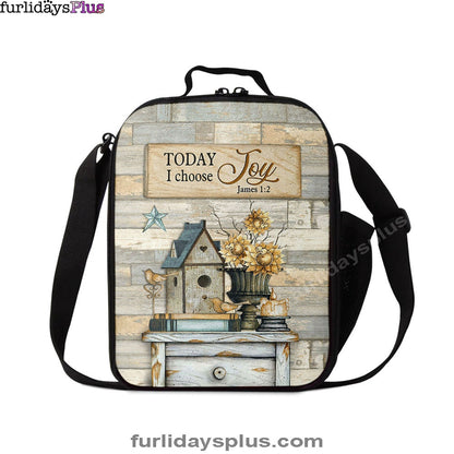 Today I Choose Joy Birdhouse Sunflower Vase Lunchbag Lunch Bag, Bible Verse Lunch Bag, Inspirational Art, Christian Lunchbag