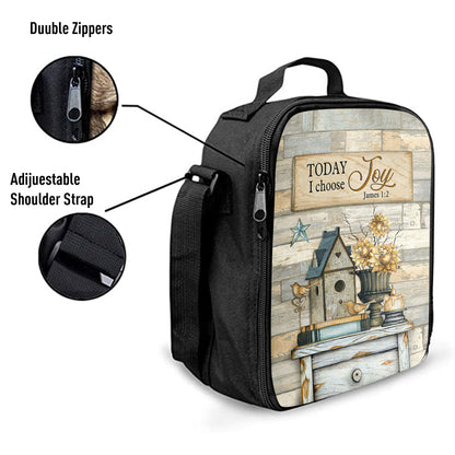 Today I Choose Joy Birdhouse Sunflower Vase Lunchbag Lunch Bag, Bible Verse Lunch Bag, Inspirational Art, Christian Lunchbag