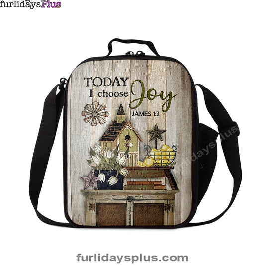 Today I Choose Joy Birdhouse Yellow Lemon Lunchbag Lunch Bag, Bible Verse Lunch Bag, Inspirational Art, Christian Lunchbag