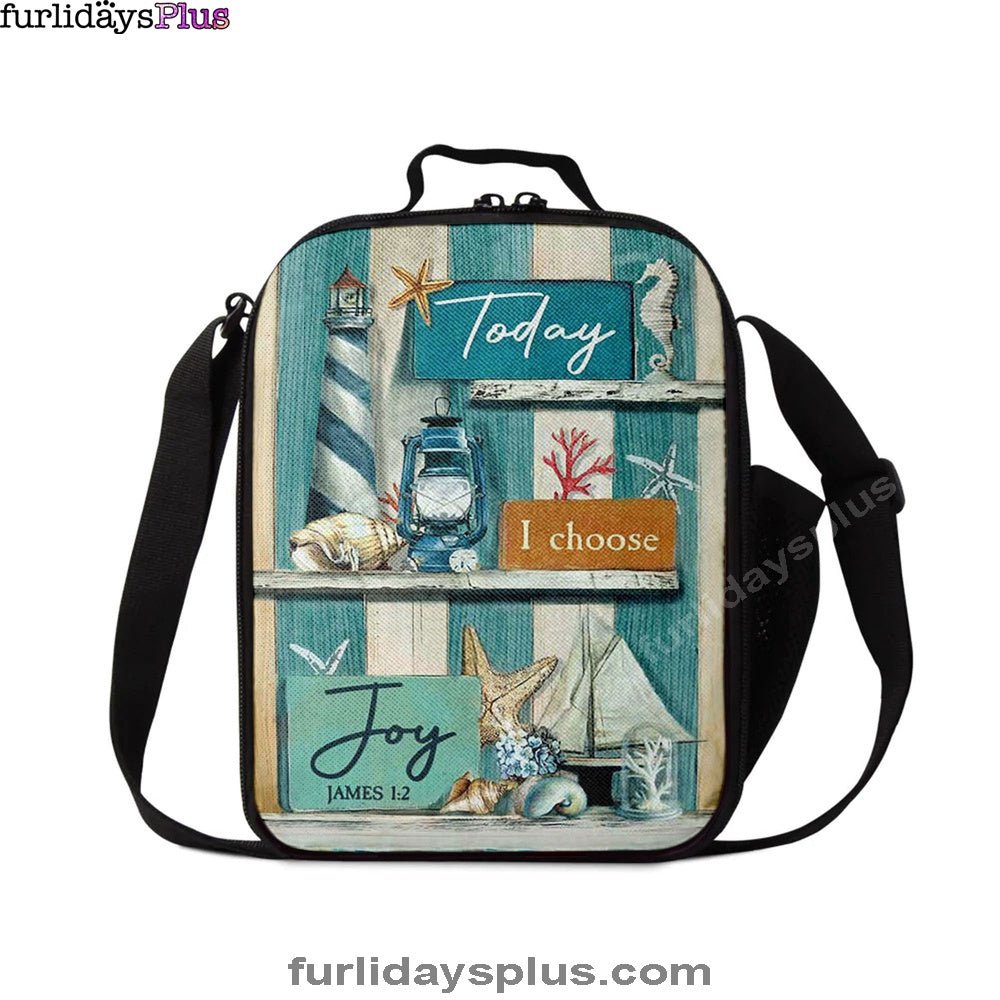 Today I Choose Joy Blue Background Lunchbag Lunch Bag, Christian Lunchbag, Bible Verse Lunch Bag