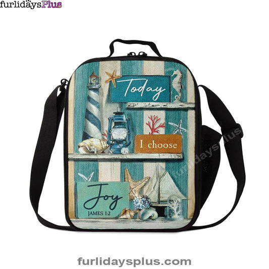 Today I Choose Joy Blue Background Lunchbag Lunch Bag, Christian Lunchbag, Bible Verse Lunch Bag