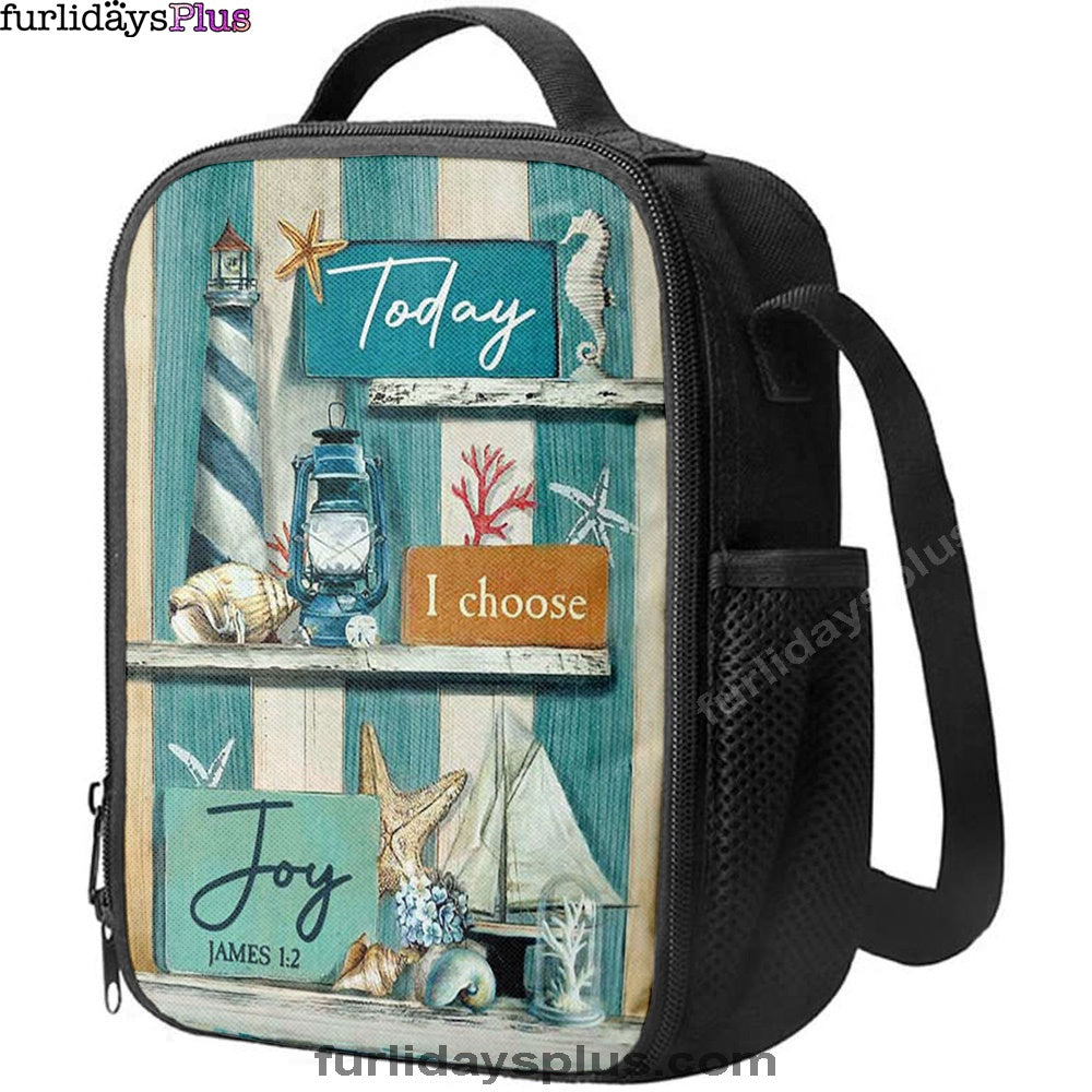 Today I Choose Joy Blue Background Lunchbag Lunch Bag, Christian Lunchbag, Bible Verse Lunch Bag