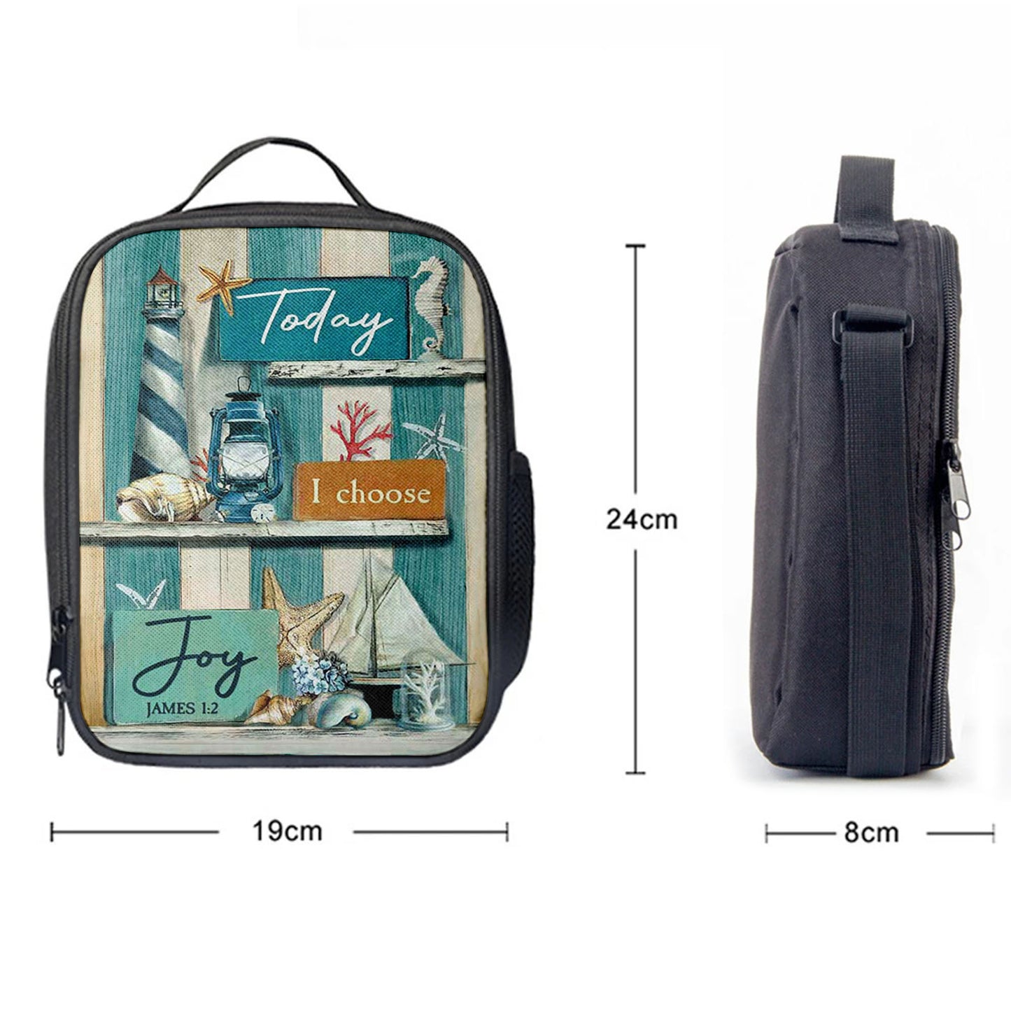 Today I Choose Joy Blue Background Lunchbag Lunch Bag, Christian Lunchbag, Bible Verse Lunch Bag