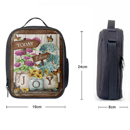 Today I Choose Joy Blue Hydrangea Butterfly Lunchbag Lunch Bag, Bible Verse Lunch Bag, Inspirational Art, Christian Lunchbag