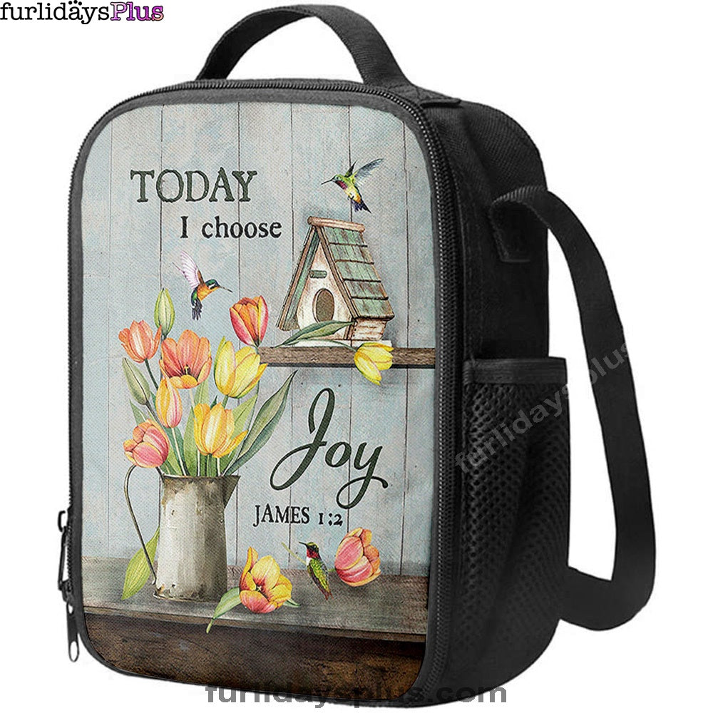 Today I Choose Joy Brilliant Tulip Lunchbag, Christian Lunch Bag