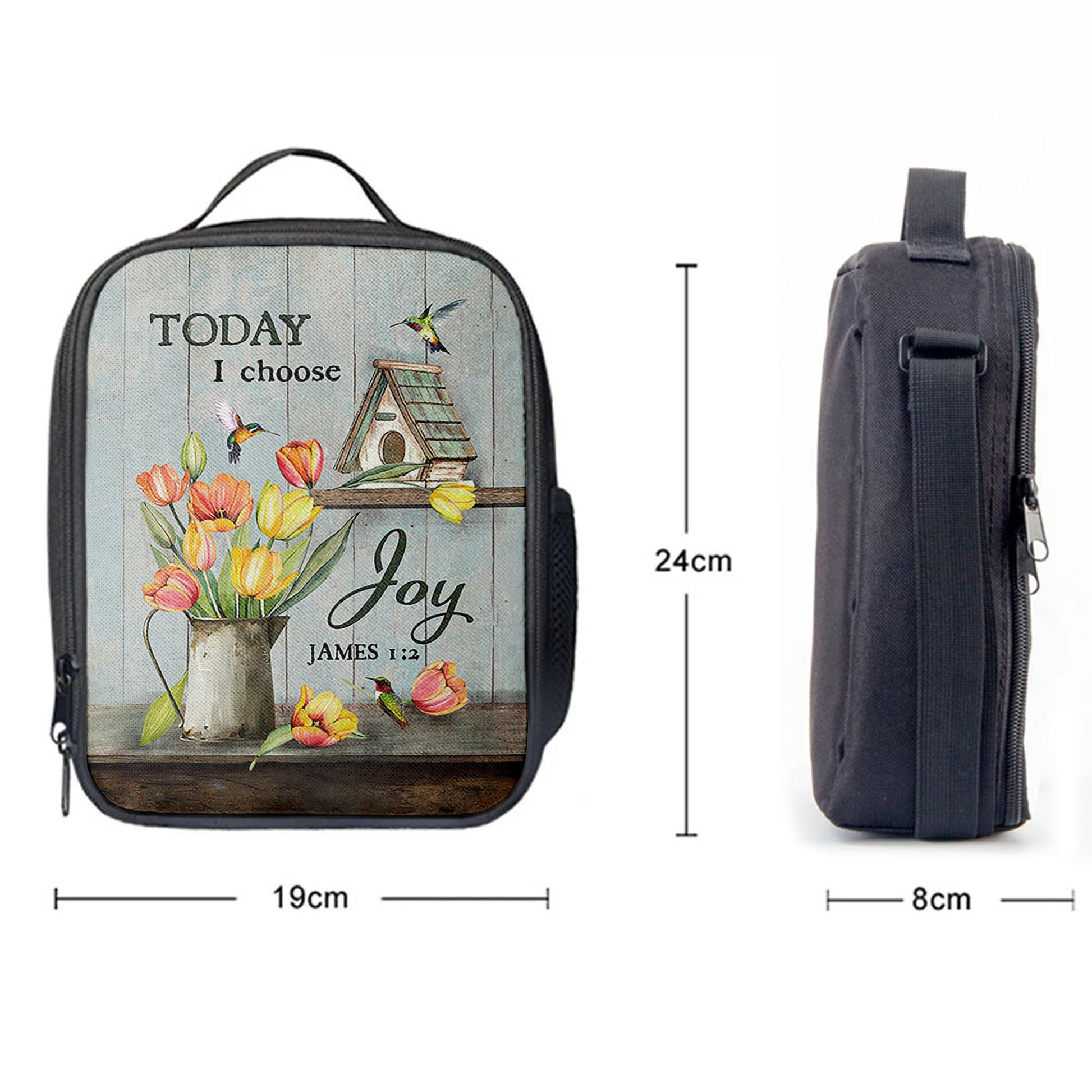 Today I Choose Joy Brilliant Tulip Lunchbag, Christian Lunch Bag