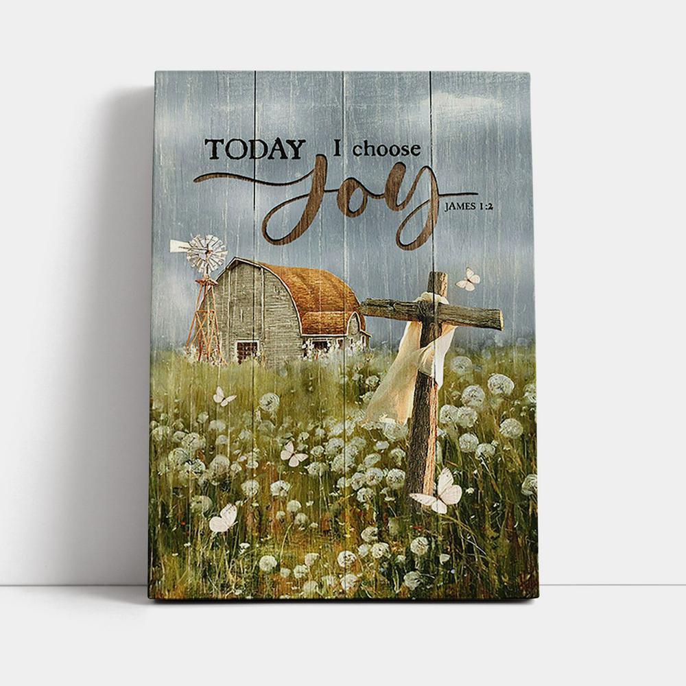 Today I Choose Joy Dandelion Field Canvas Print - Inspirational Canvas Art - Christian Wall Art Home Decor