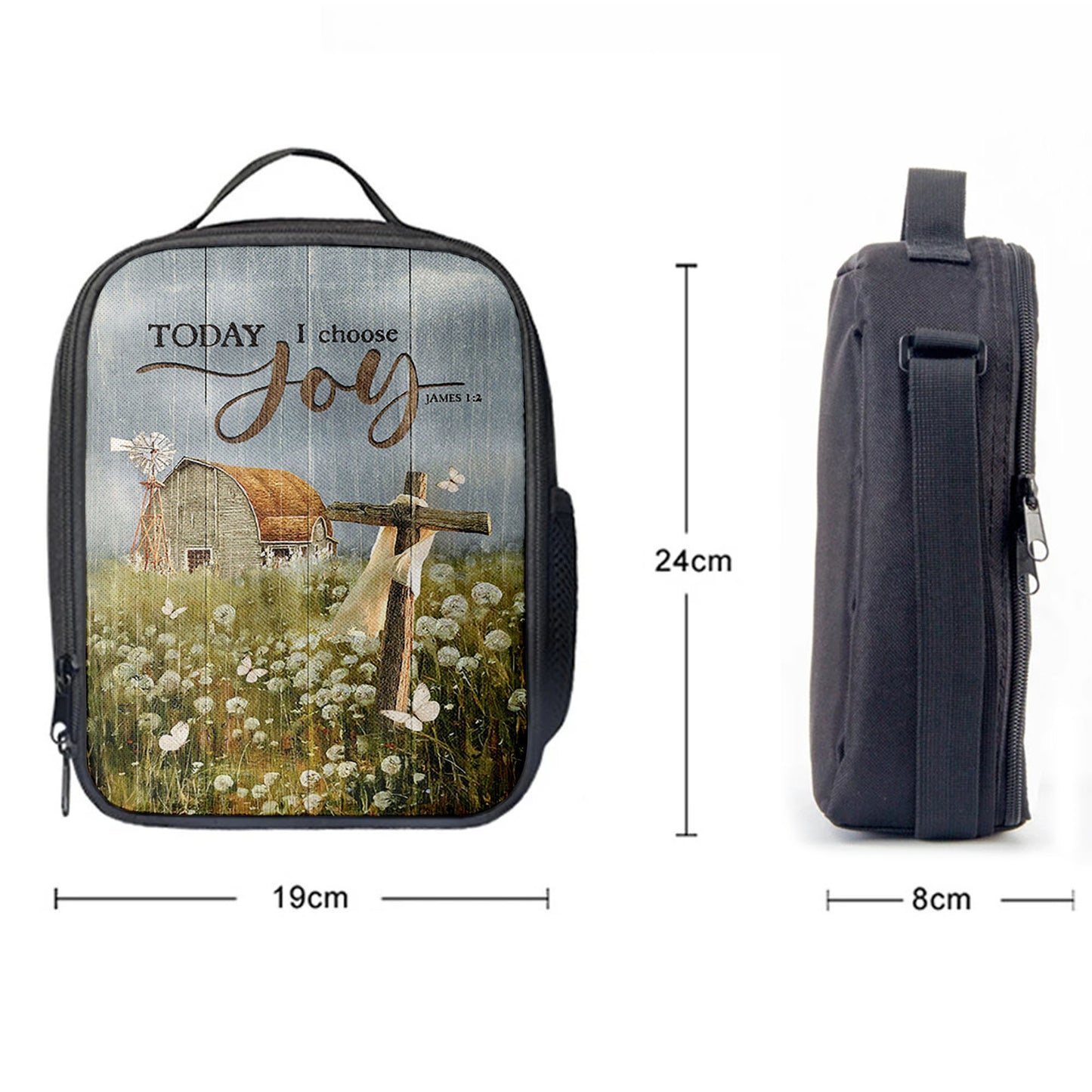 Today I Choose Joy Dandelion Field Lunch Bag, Inspirational Lunch Bag, Christian Lunch Bag