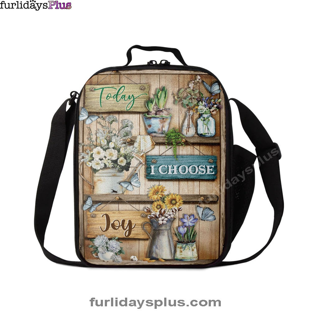 Today I Choose Joy Flower Butterfly Lunchbag, Christian Lunchbag, Bible Verse Lunch Bag