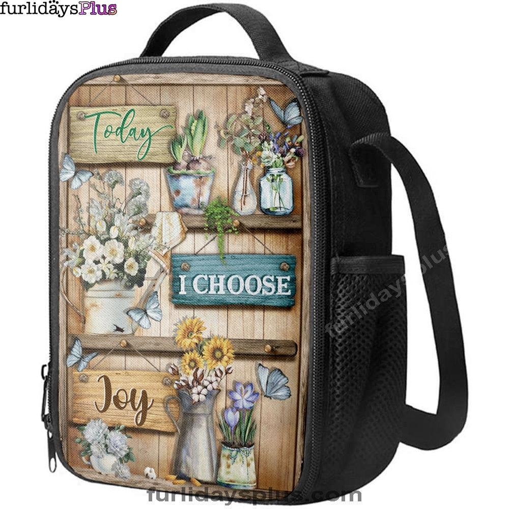 Today I Choose Joy Flower Butterfly Lunchbag, Christian Lunchbag, Bible Verse Lunch Bag