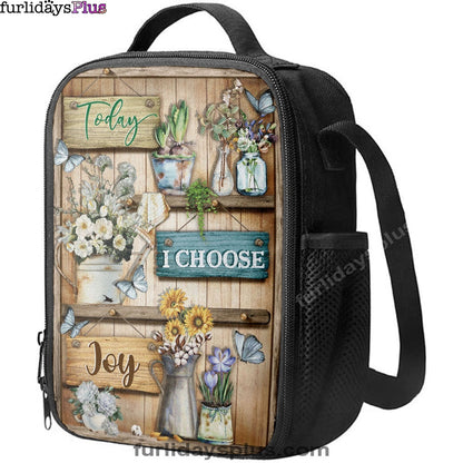 Today I Choose Joy Flower Butterfly Lunchbag, Christian Lunchbag, Bible Verse Lunch Bag