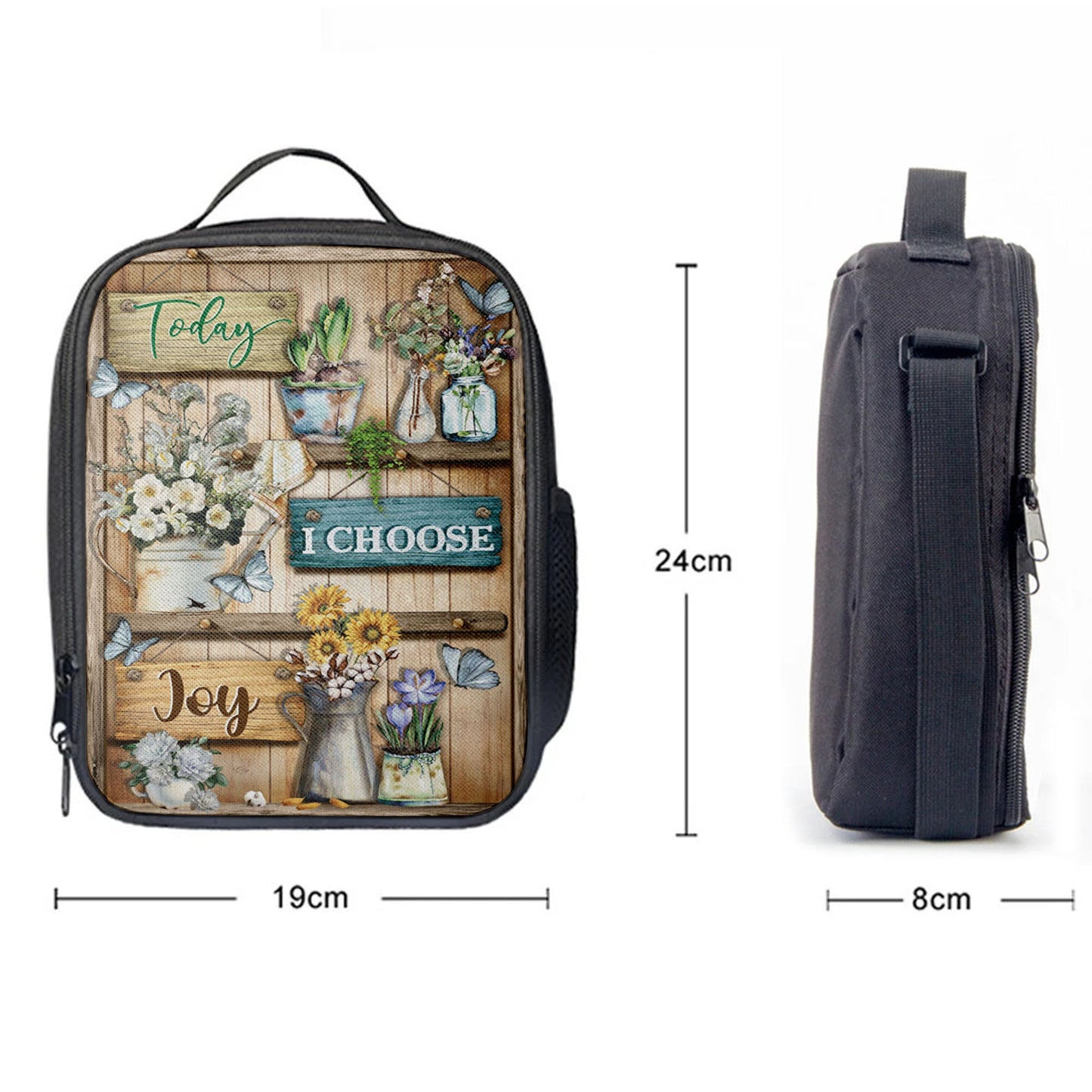 Today I Choose Joy Flower Butterfly Lunchbag, Christian Lunchbag, Bible Verse Lunch Bag