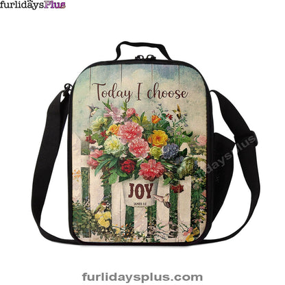 Today I Choose Joy Flower Pot Hummingbird Lunch Bag, Inspirational Lunch Bag, Christian Lunch Bag